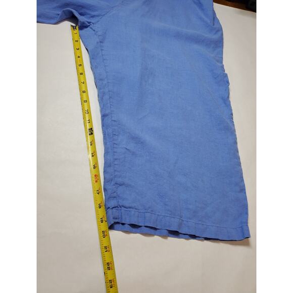 FLAX Womens 1G Linen Pants Cropped Capri Periwinkle Plus Size 18-20 - Picture 8 of 12